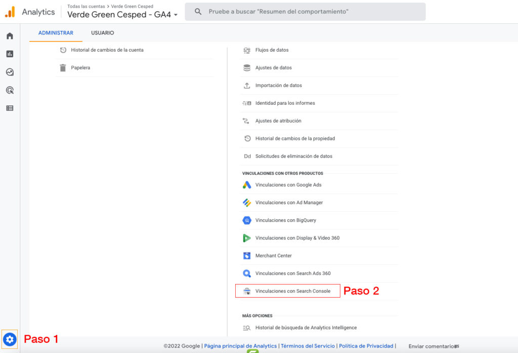 Conectar search console a google analytics 4
