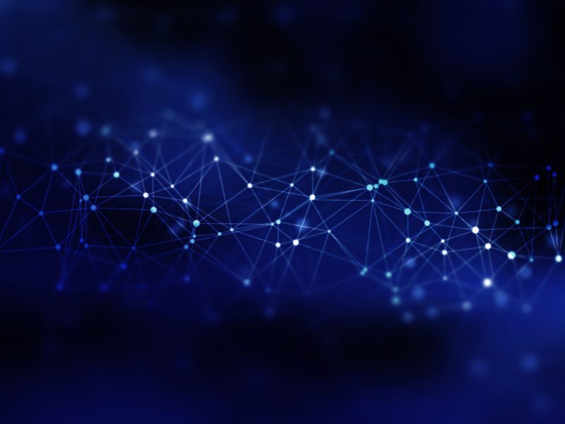 Abstract background of network connections with shallow depth of field